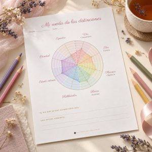 Rueda de las distinciones completada con lápices
